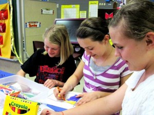 girls making flags