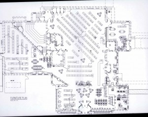 Plans for reconfiguration of the current Library to add more working space and a small amount of room for materials.