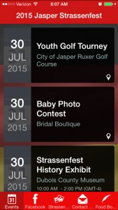 Download the Jasper Strassenfest app by searching for "Jasper Strassenfest" on the App Store or Google Play.