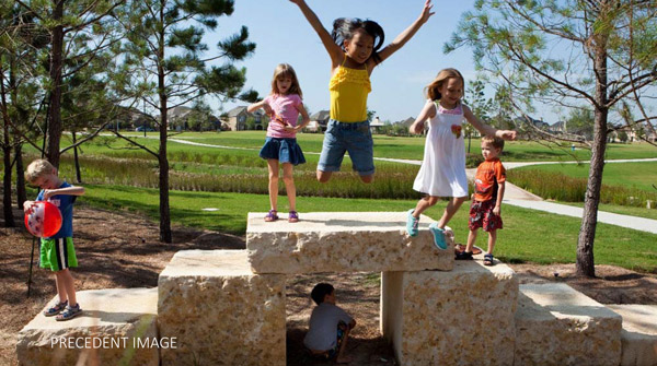 Playground would be considered adventure areas featuring natural structures of wood and rock where kids could create their own ideas of play.