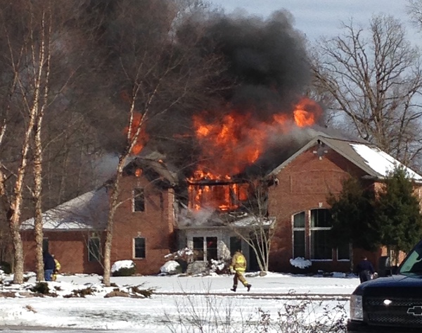 The home belonging to Chip and Kathy Kugler was destroyed in a fire Wednesday afternoon. Photo provided by Sarah Bradley.