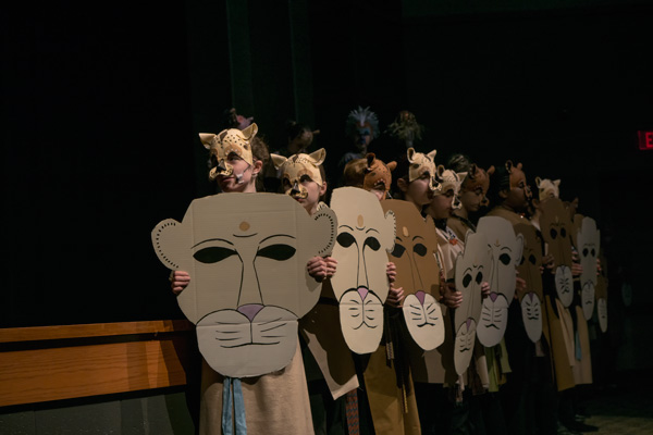 The pride mourns the death of Mufasa in the Jasper Middle School production of Lion King Jr.