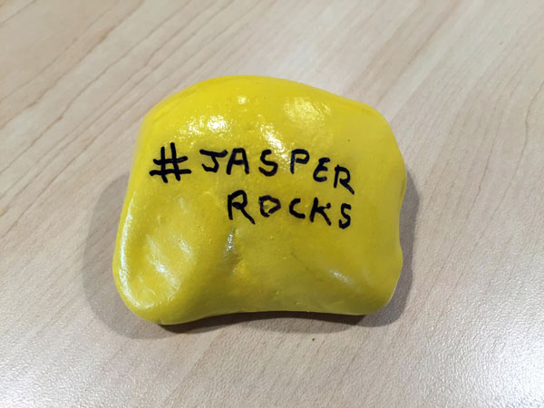 This one was found at Uebehlor and Sons. The pay-it-forward smiles can be followed at #jasperrocks.