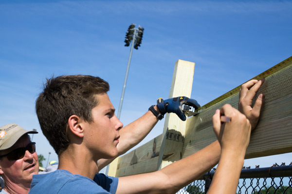Quentin Harmon couldn't operate any power tools during the construction process so he handled some of the more manual tasks.
