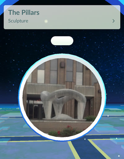 The monument at Old National Bank is a Pokestop.