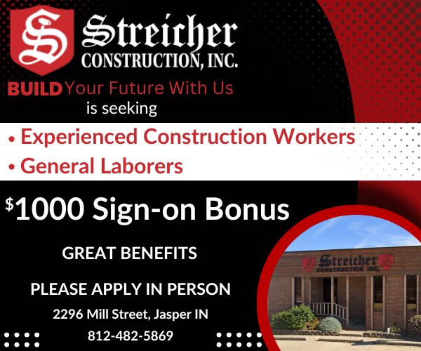 Streicher Construction seeking Construction Workers and General Laborers