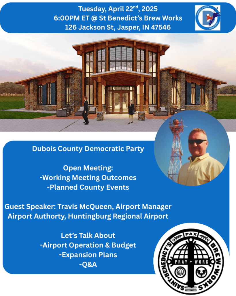 Dubois County Democratic party meeting April 22 (Venue change) Dubois