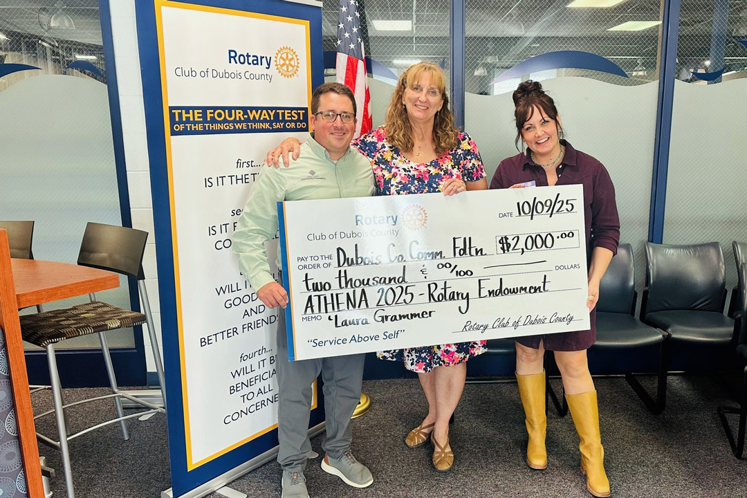 Rotary Club of Dubois County awards community foundation 2,000
