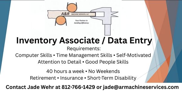 A&R Machine Services seeking Inventory Associate/Data Entry
