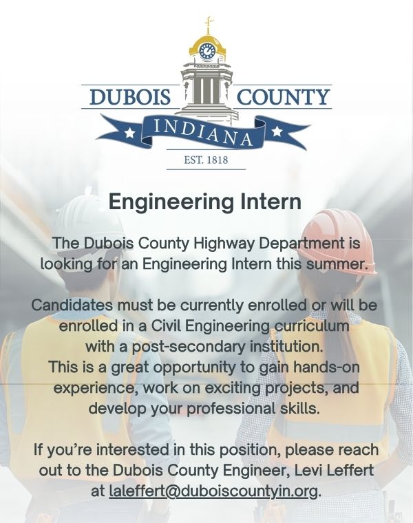 Dubois County Highway Department seeking Engineer Intern