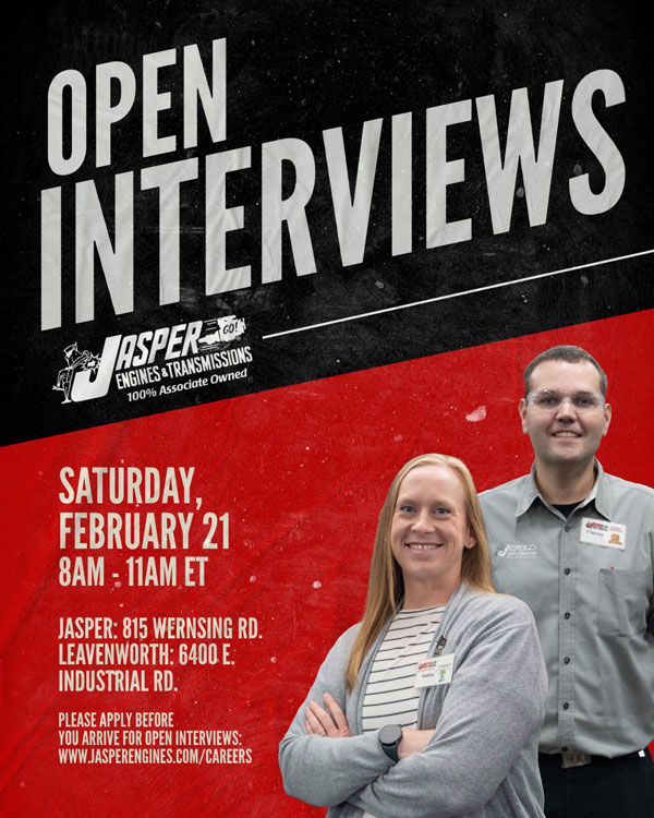 Jasper Engines & Transmissions hosting Open Interviews February 21, 2026