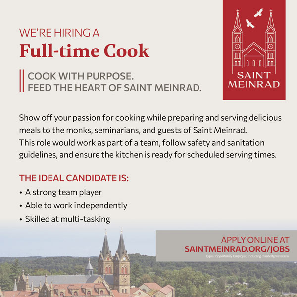 Saint Meinrad Archabbey seeking Cook