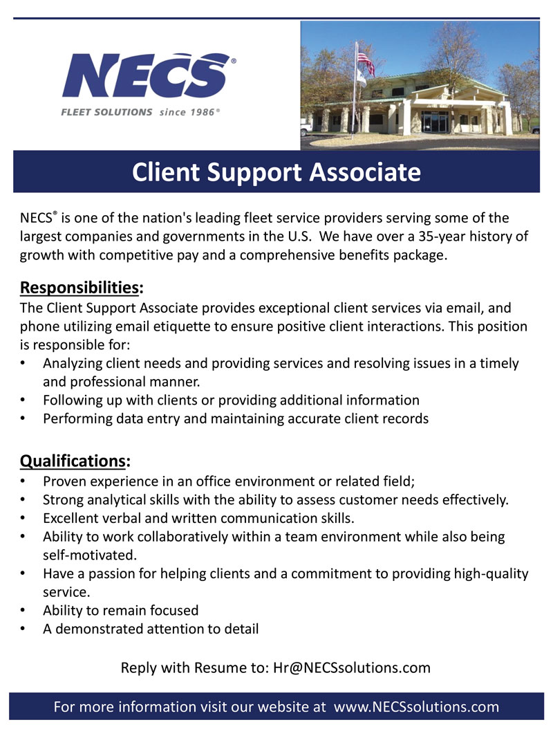 NECS seeking Customer Support Associate