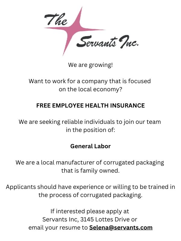 The Servants Inc hiring General Labor
