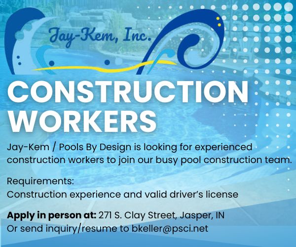 Jay-Kem / Pools By Design seeking Construction Workers