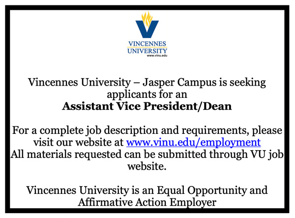 Vincennes University Jasper Campus seeking Assistant Vice President/Dean