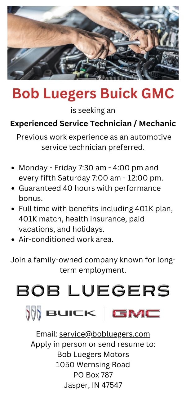 Bob Luegers seeking Experienced Service Technician/Mechanic