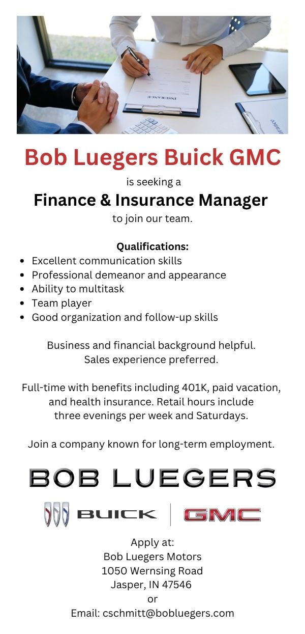Bob Luegers seeking Finance & Insurance Manager