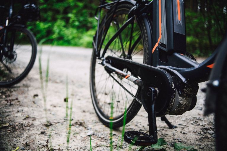 close up shot of a black bicycle